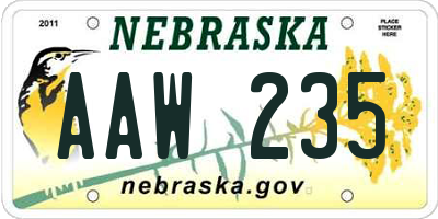 NE license plate AAW235