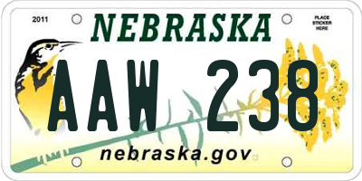 NE license plate AAW238
