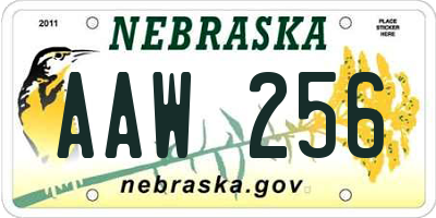 NE license plate AAW256