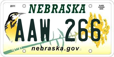 NE license plate AAW266