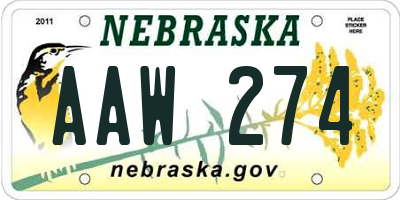 NE license plate AAW274