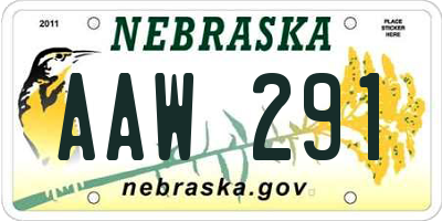NE license plate AAW291