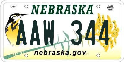 NE license plate AAW344