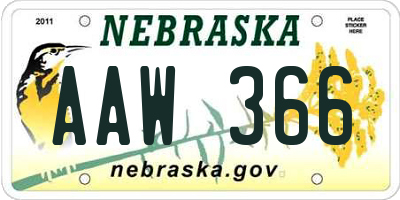 NE license plate AAW366