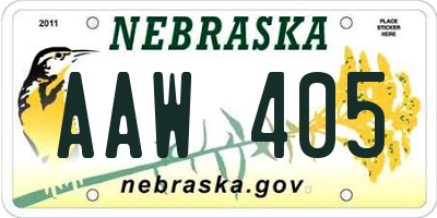 NE license plate AAW405