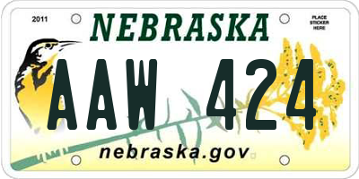 NE license plate AAW424