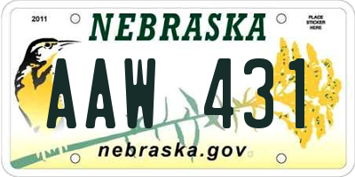 NE license plate AAW431