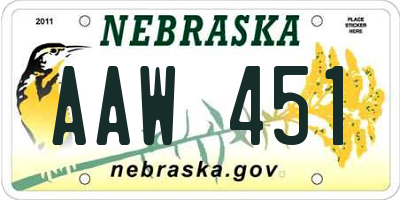 NE license plate AAW451