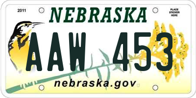 NE license plate AAW453