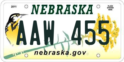 NE license plate AAW455