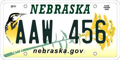 NE license plate AAW456
