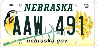 NE license plate AAW491