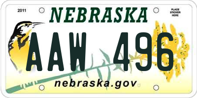 NE license plate AAW496
