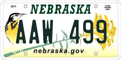 NE license plate AAW499