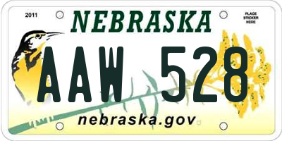 NE license plate AAW528