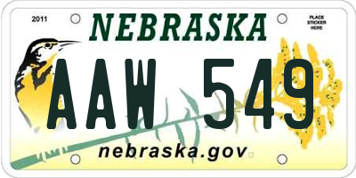 NE license plate AAW549