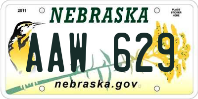 NE license plate AAW629