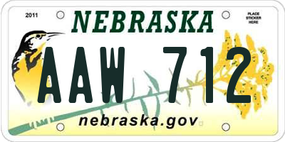 NE license plate AAW712