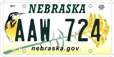 NE license plate AAW724