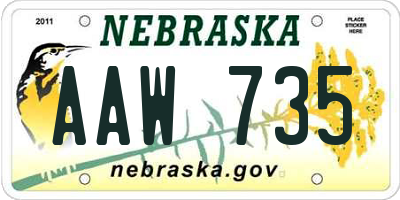 NE license plate AAW735