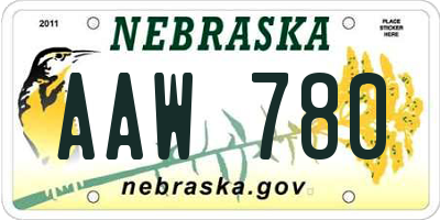 NE license plate AAW780