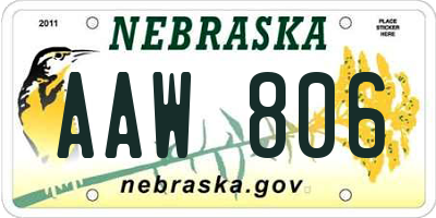 NE license plate AAW806