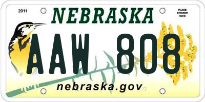NE license plate AAW808