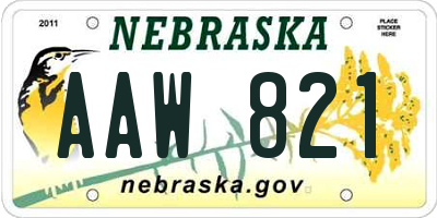 NE license plate AAW821