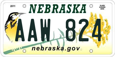 NE license plate AAW824