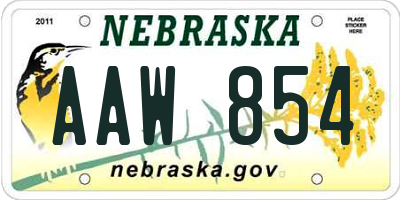 NE license plate AAW854