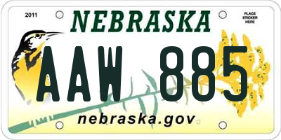 NE license plate AAW885