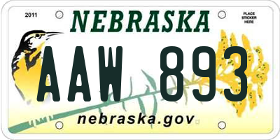 NE license plate AAW893