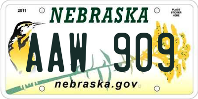 NE license plate AAW909
