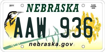 NE license plate AAW936