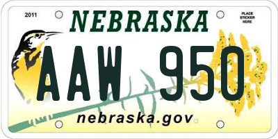 NE license plate AAW950