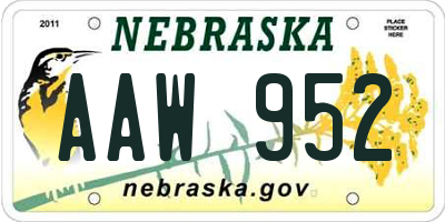 NE license plate AAW952