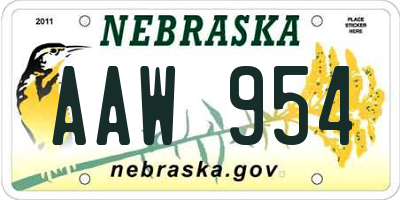 NE license plate AAW954