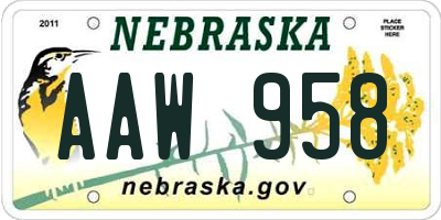 NE license plate AAW958