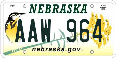 NE license plate AAW964