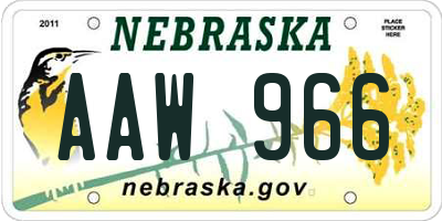 NE license plate AAW966