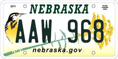 NE license plate AAW968