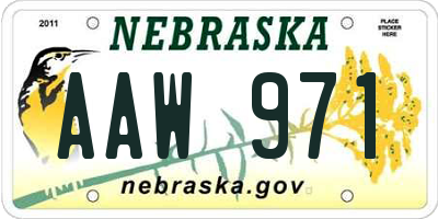 NE license plate AAW971