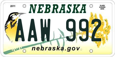 NE license plate AAW992