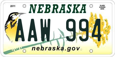 NE license plate AAW994