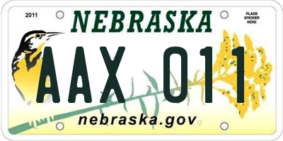 NE license plate AAX011