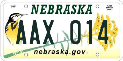 NE license plate AAX014