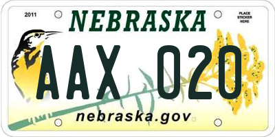 NE license plate AAX020