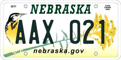 NE license plate AAX021