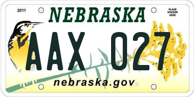 NE license plate AAX027