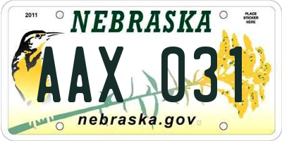NE license plate AAX031